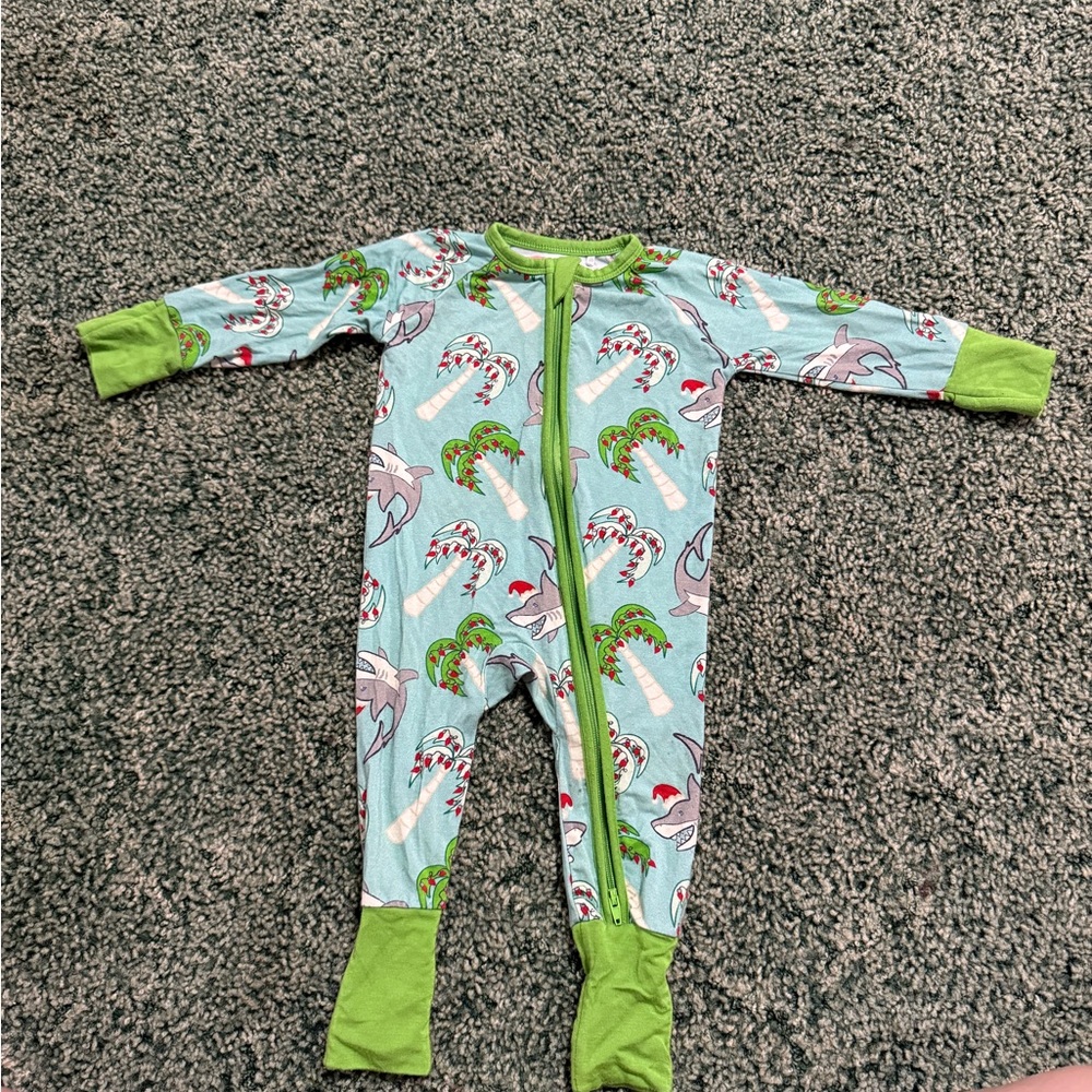 Shark and Palm Tree Kids Footie Pajamas